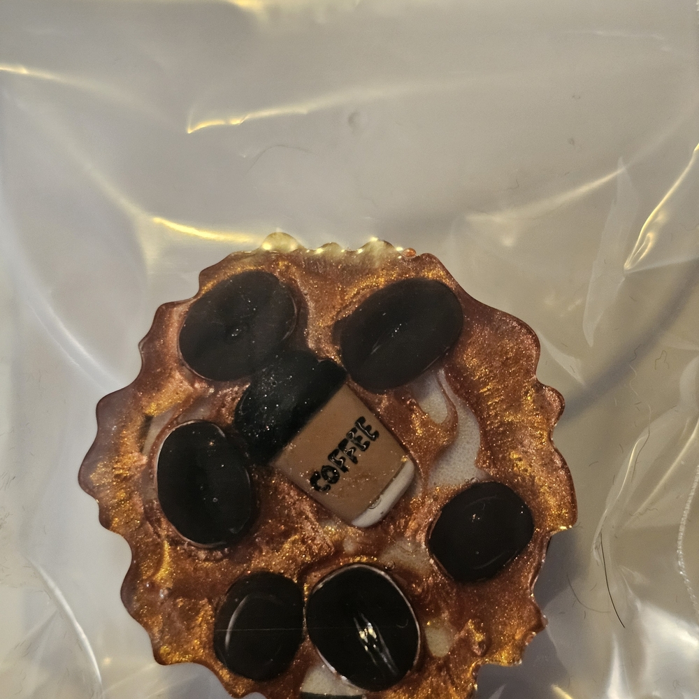 Handmade Coffee Bean Resin Pin - Copper Brown